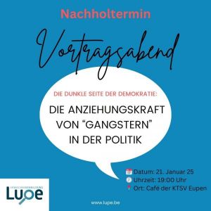 21.01.2025 Nachholtermin für den Vortrag: „Die dunkle Seite der Demokratie – Die Anziehungskraft von Gangstern in der Politik“