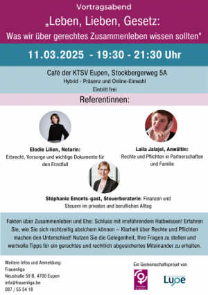 11.03.2025 Vortragsabend „Leben, Lieben, Gesetz: Was wir über gerechtes Zusammenleben wissen sollten“