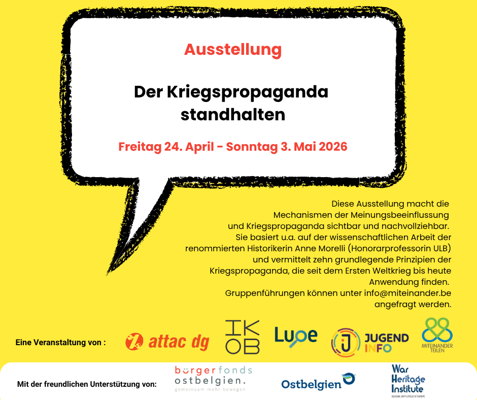 23.04.-03.05.2026 – Ausstellung „Der Kriegspropaganda widerstehen“